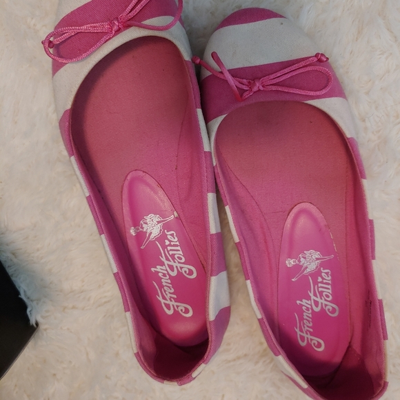 French Follies Pink & White Canvas Flats - Picture 2 of 3